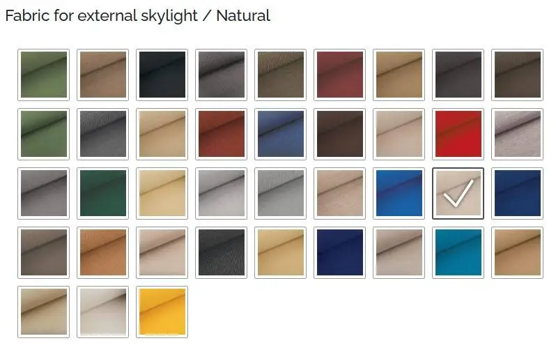 Colours External Skylight Blinds